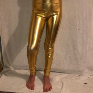 Girls gold metallic leggings